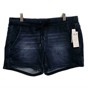 nwt SEVEN7 size 6 Pull On Drawstring Waist‎ Tiger Fade Stretch Denim Shorts